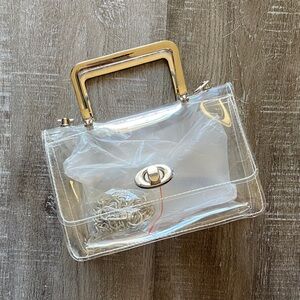 Transparent Silver Handle Stadium Bag